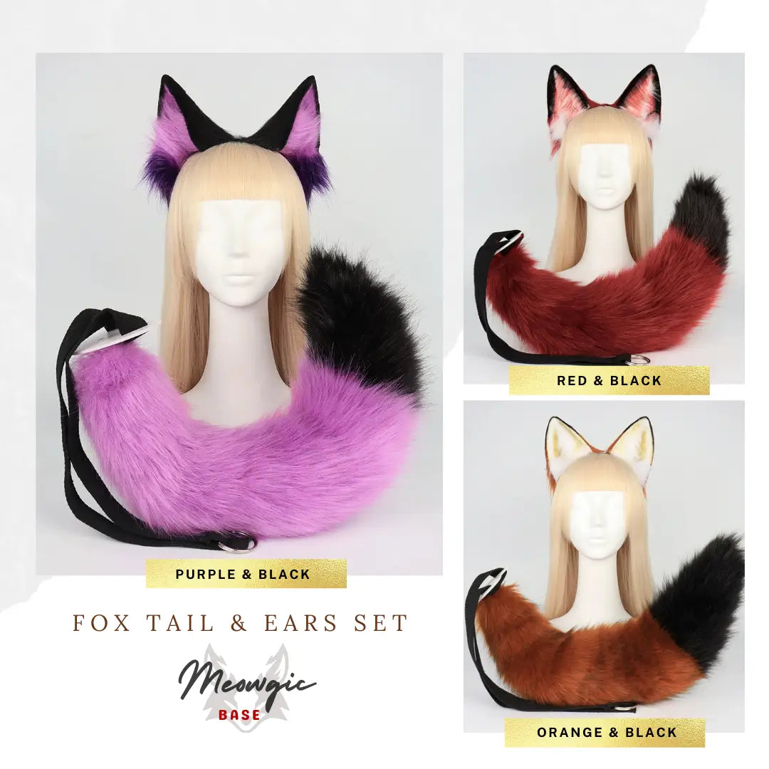 Fox Cosplay Ears & Tail Set - Luxe Adjustable Faux Fur Tail & Ears - Meowgicbase
