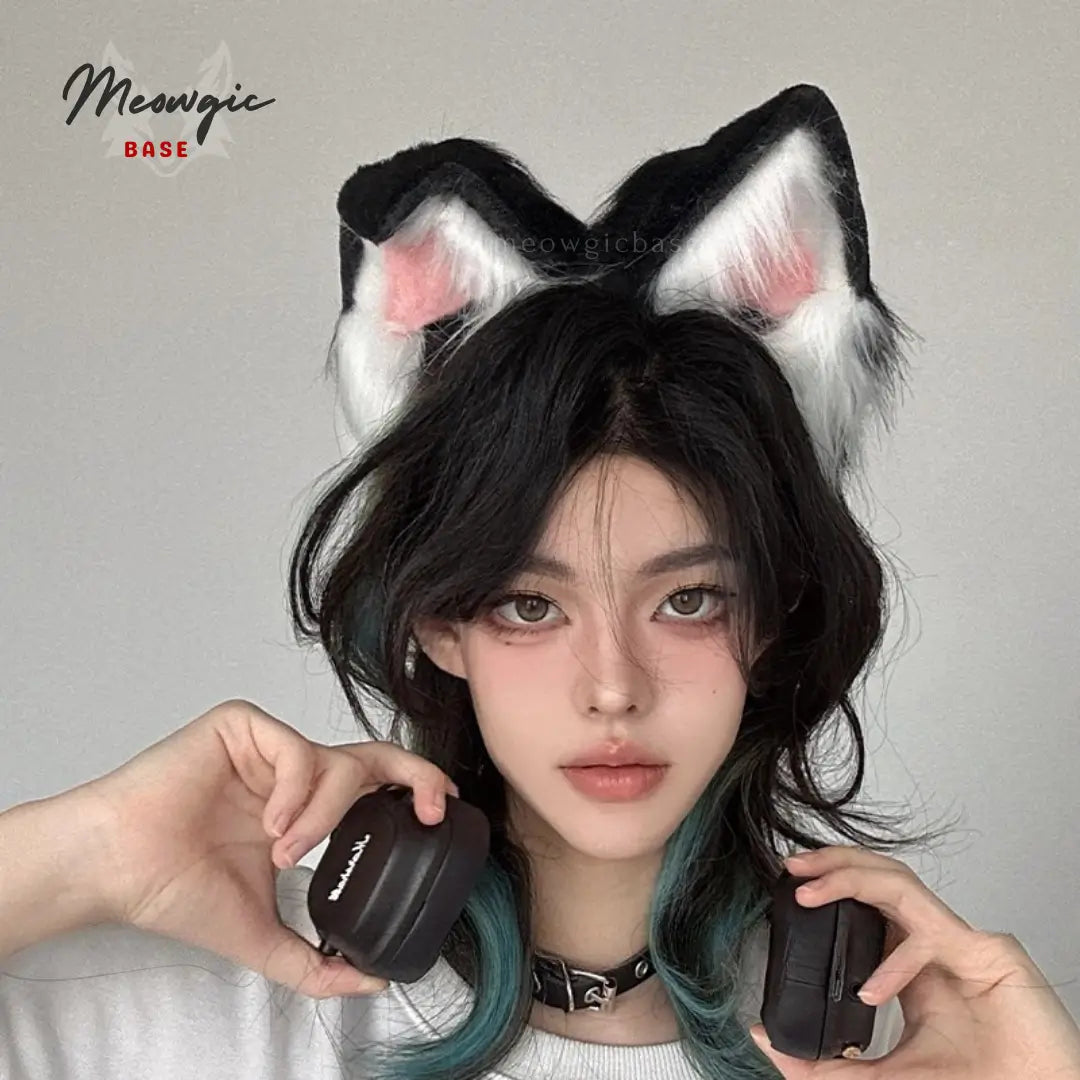 Interactive Anime Cat Ears | Dynamic Expression Tech Black - Meowgicbase