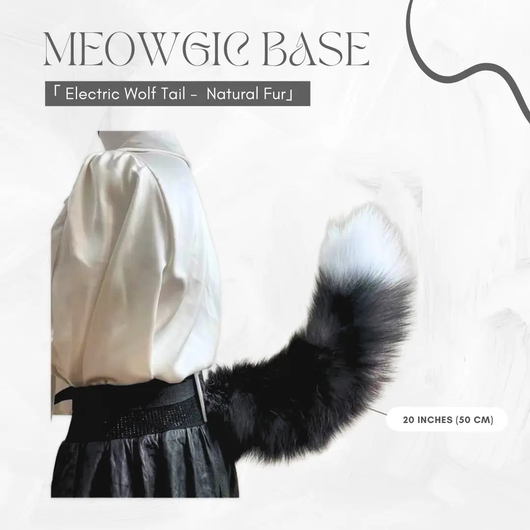 Dynamic Electric Wolf Tail - Cosplay & Fashion Motion Natural Fur (20 inches) - Meowgicbase