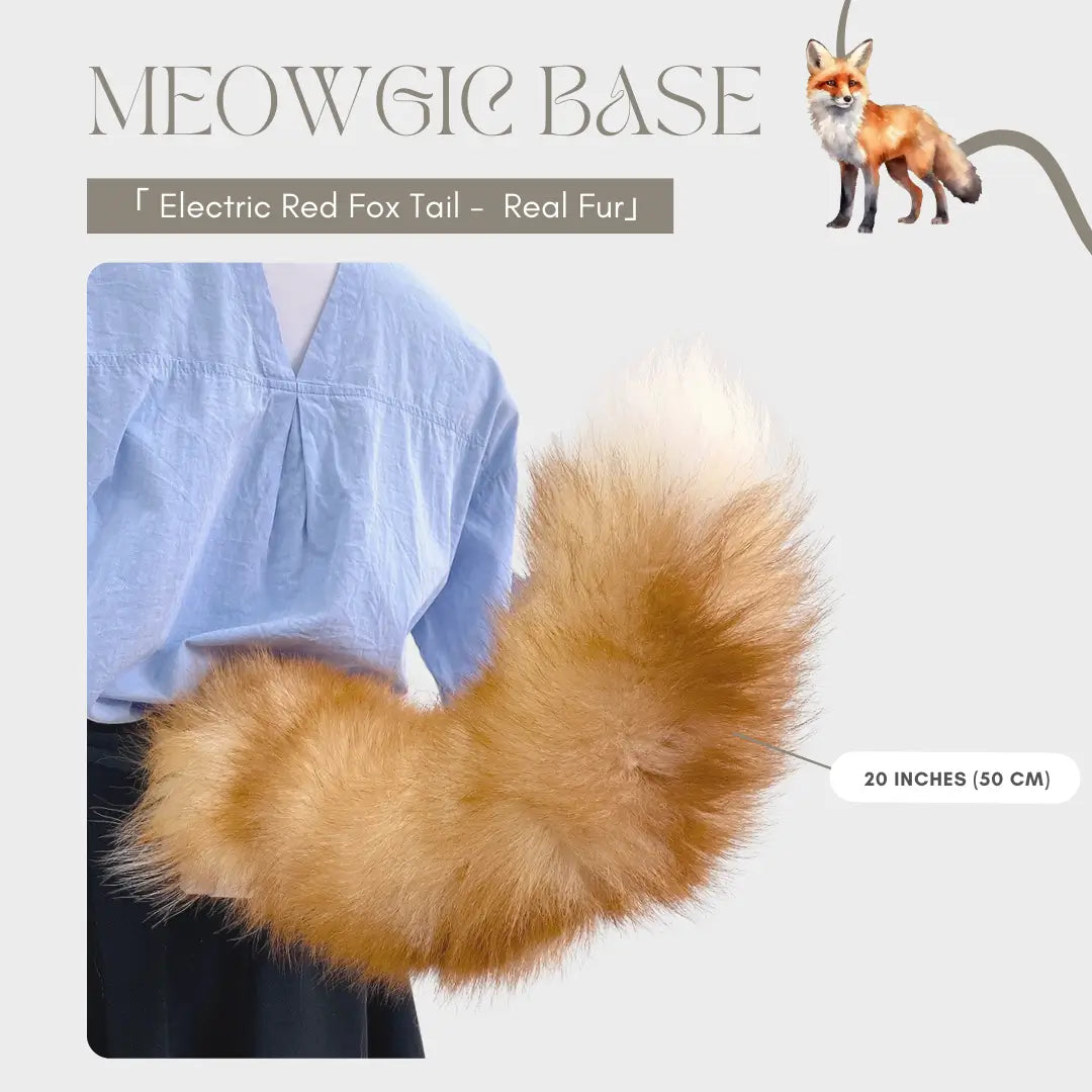 Dynamic Red Fox Moving Tail for Cosplay & Fashion Natural Fur (20 inces) - Meowgicbase