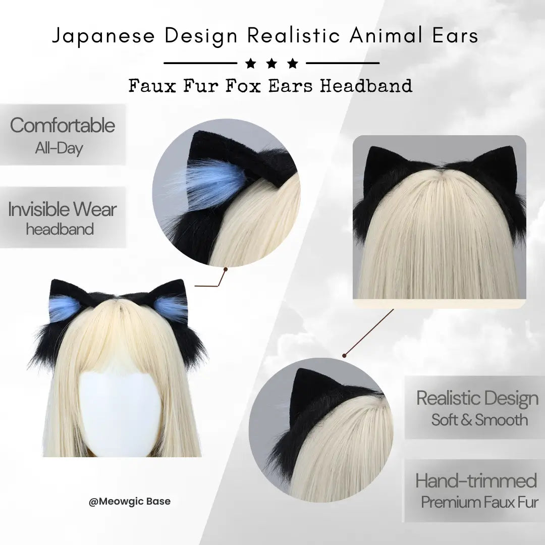 Handmade Fox Ears Headband – Kawaii Cosplay & Daily Wear - Meowgicbase
