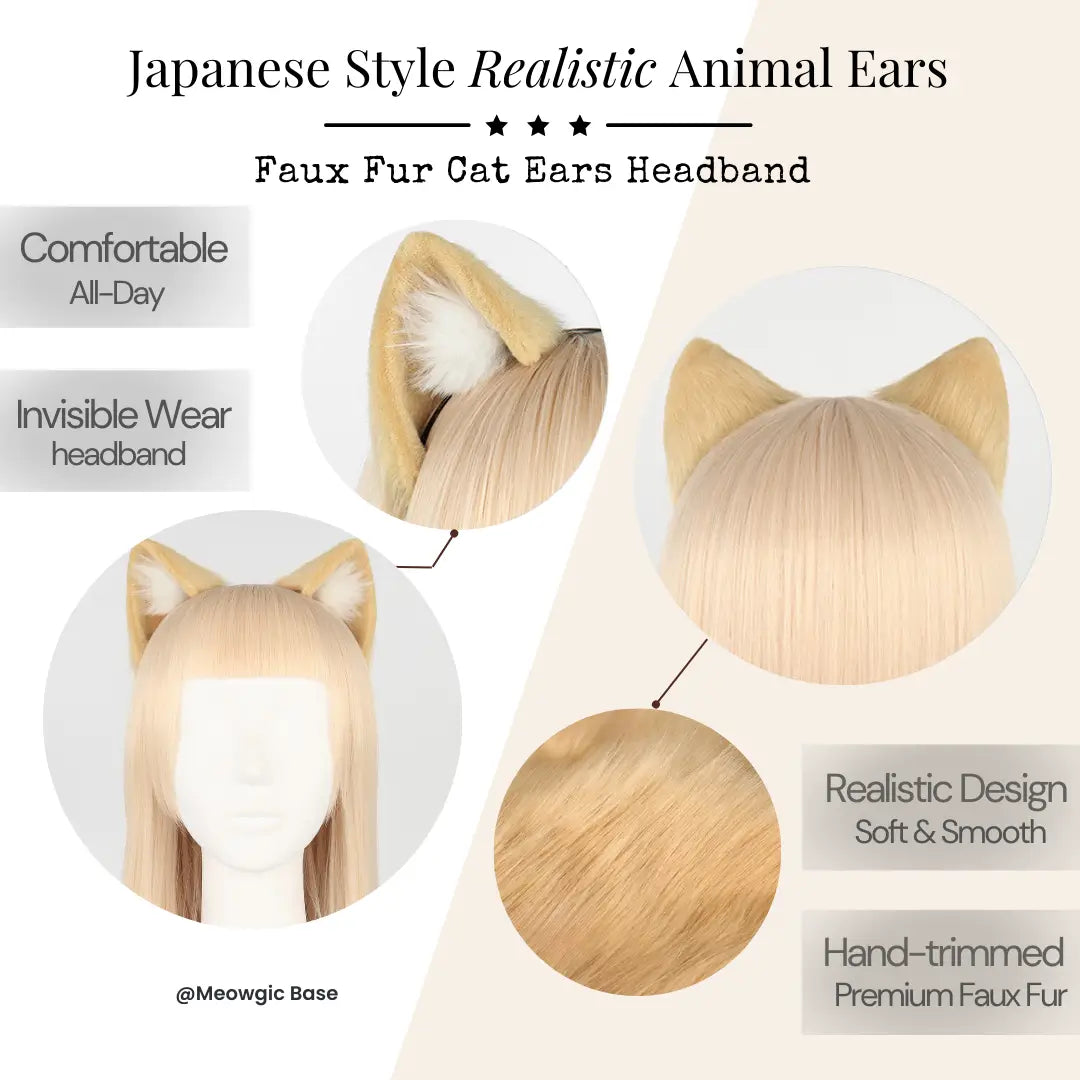 Japanese Handmade Fox Ears Headband for Cosplay - Meowgicbase