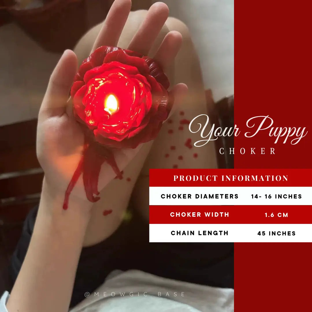 Scarlet Bell & Chain Gothic Leather Choker - Meowgicbase