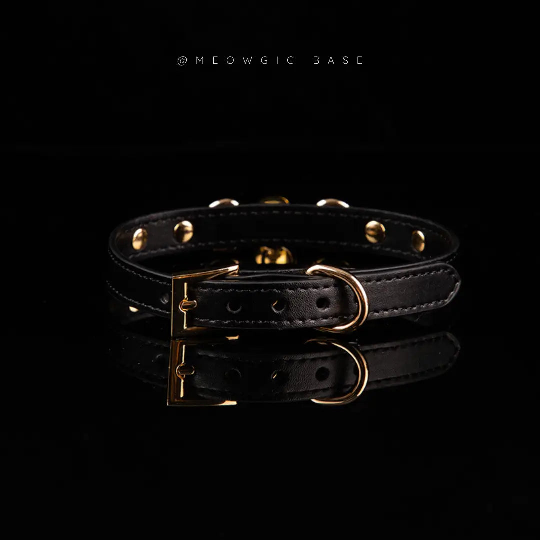 Scarlet Bell & Chain Gothic Leather Choker - Meowgicbase