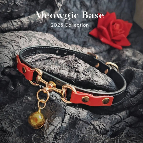 Scarlet Bell & Chain Gothic Leather Choker - Meowgicbase