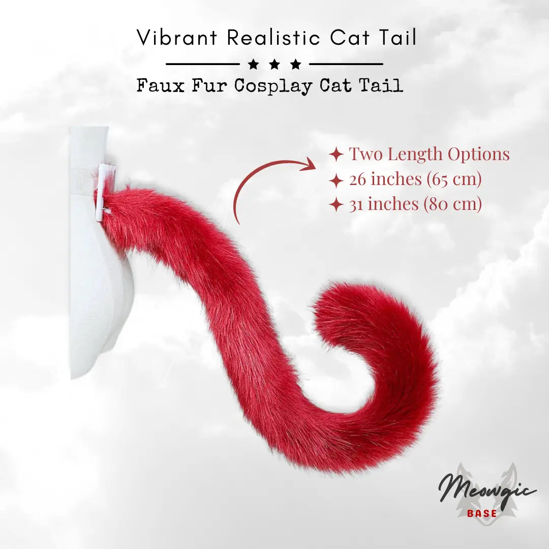 Realistic Rainbow Cat Tail with Adjustable Belt (26”/31”) - - Meogicbase