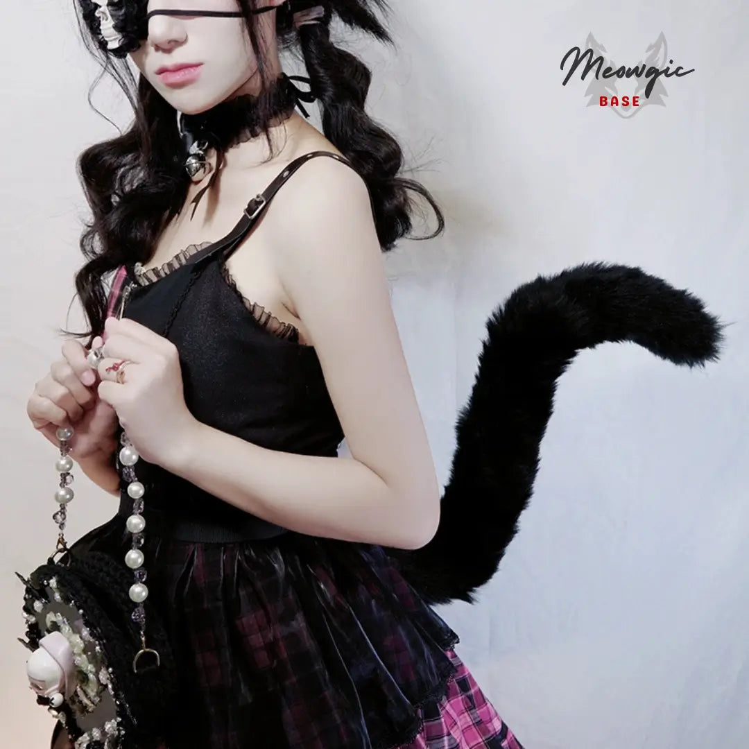 Realistic Rainbow Faux Fur Cat Tail for Cosplay & Fantasy - Meowgicbase