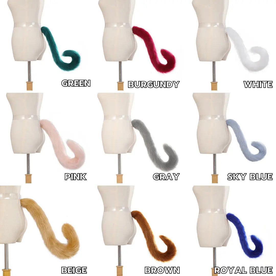 Realistic Rainbow Faux Fur Cat Tail for Cosplay & Fantasy Sky Blue 31"(80cm) - Meowgicbase