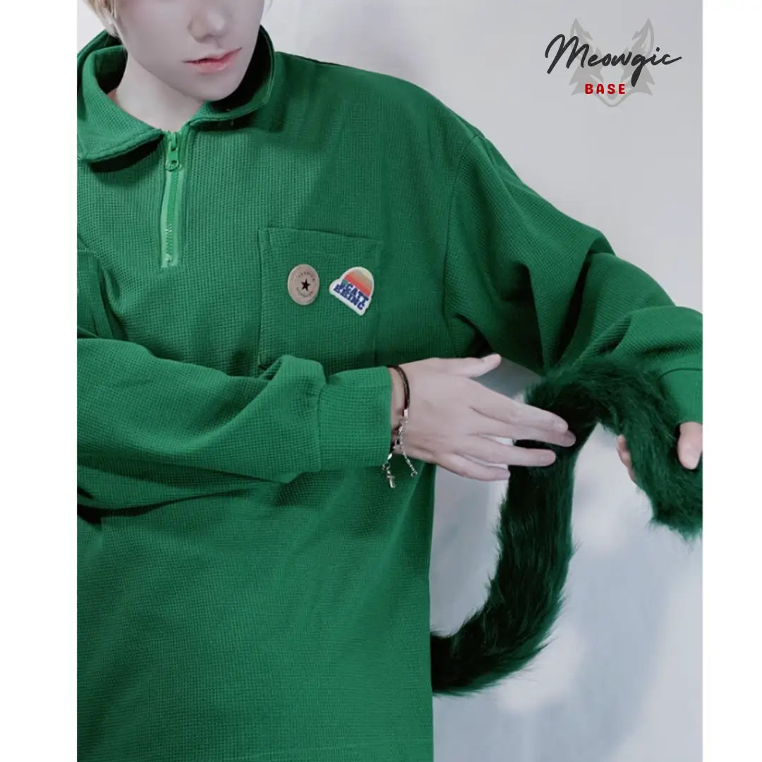 Realistic Rainbow Faux Fur Cat Tail for Cosplay & Fantasy - Meowgicbase