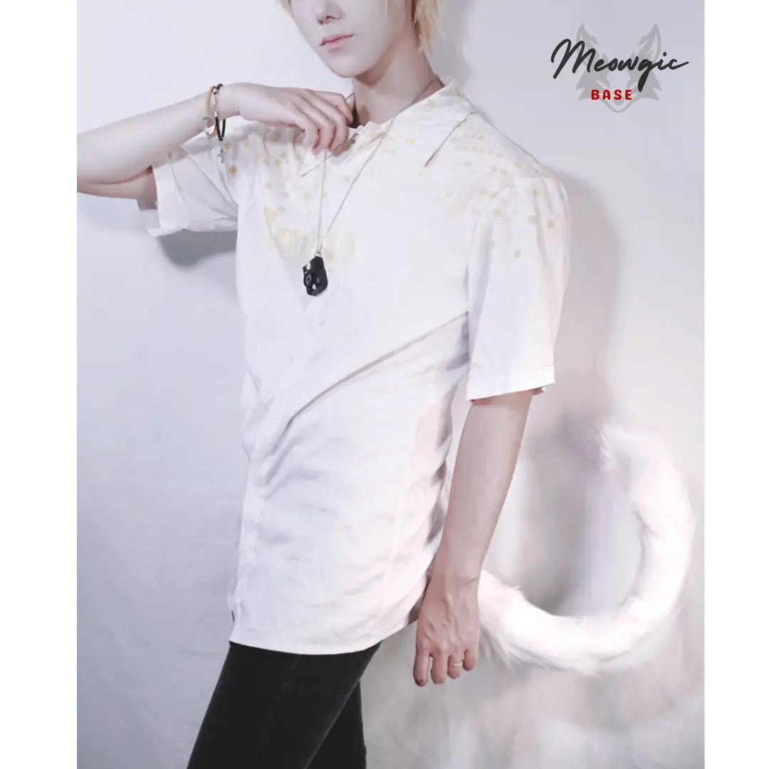 Realistic Rainbow Faux Fur Cat Tail for Cosplay & Fantasy - Meowgicbase