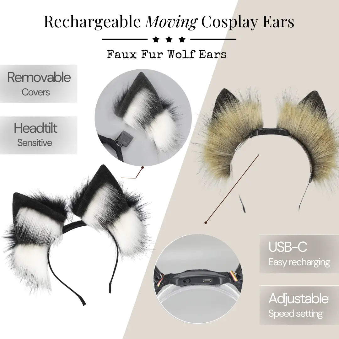Moving Wolf Ears Headband | Anime Cosplay - - Meogicbase