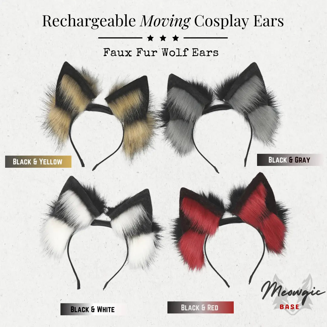 Dynamic Moving Wolf Ears Headband | Cosplay & Content Creator Black & Brown - Meowgicbase