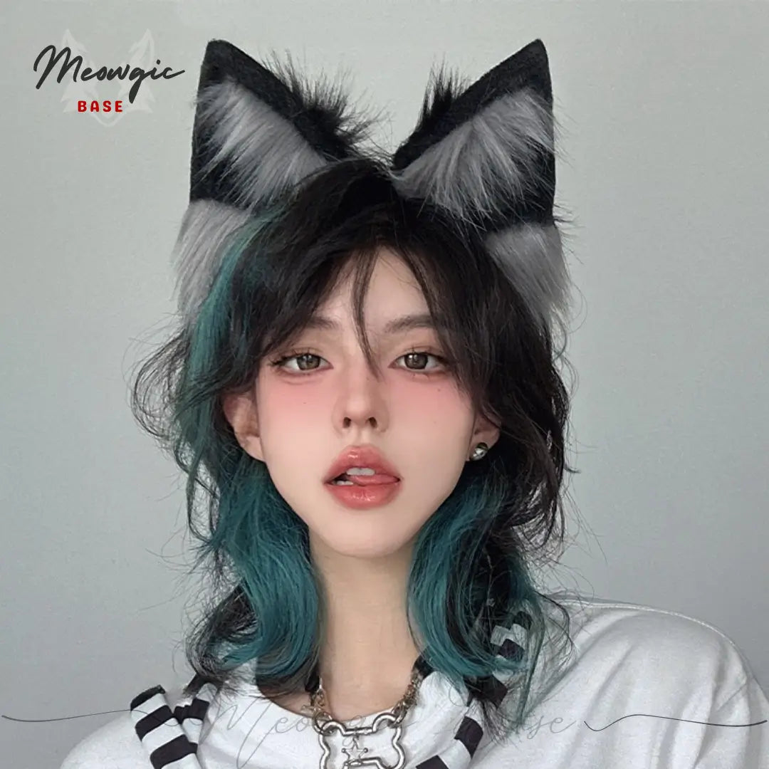 Dynamic Moving Wolf Ears Headband | Cosplay & Content Creator Black & Gray - Meowgicbase