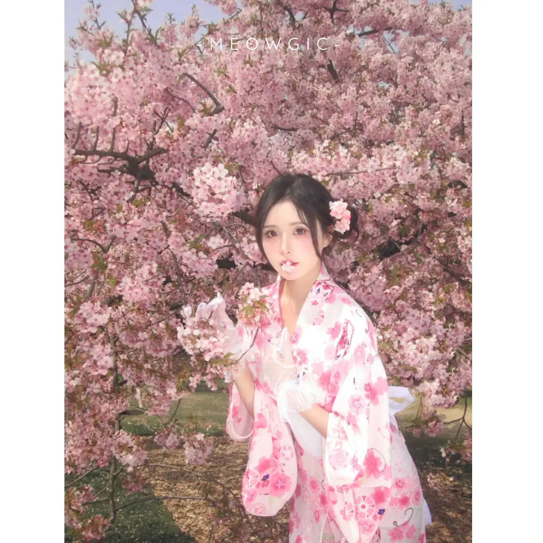 Sakura Fusion Kimono - Cosplay & Kawaii Loungewear - - Meogicbase