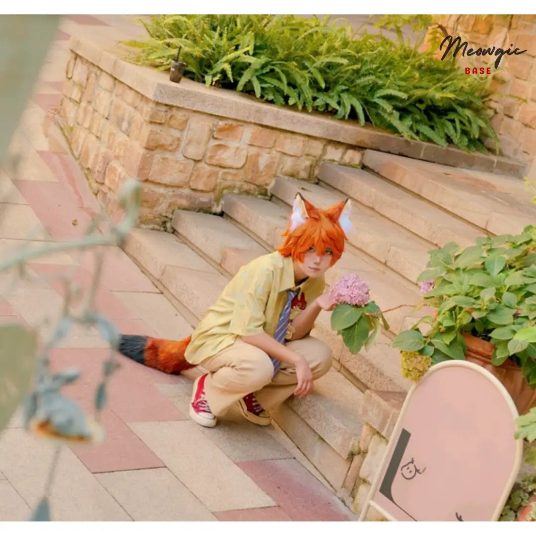 Anime Inspired Fox Ears & Tail Set - Adjustable Cosplay - - Meogicbase