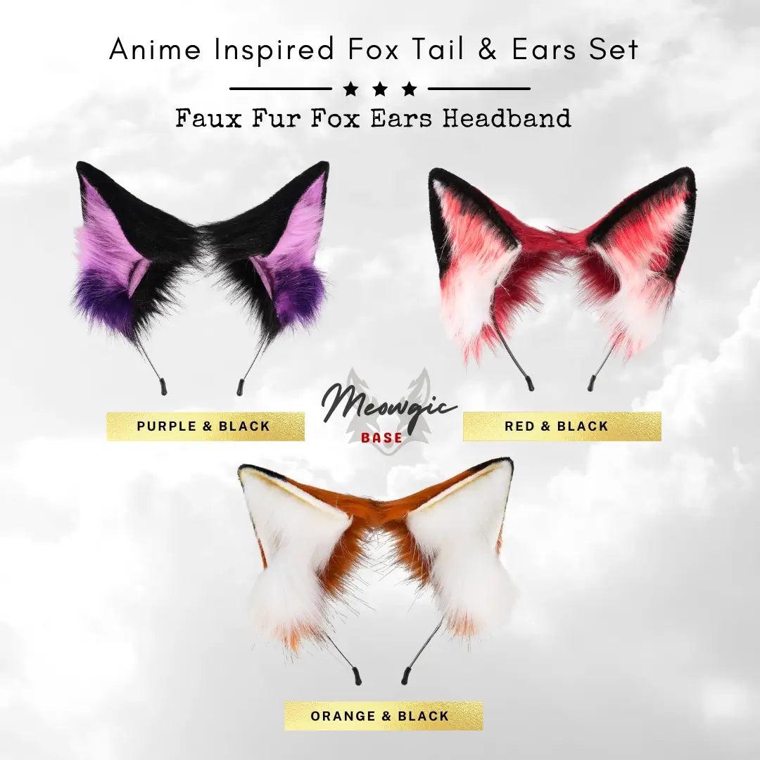 Anime Inspired Fox Ears & Tail Set - Adjustable Cosplay - Ears Only - Meogicbase