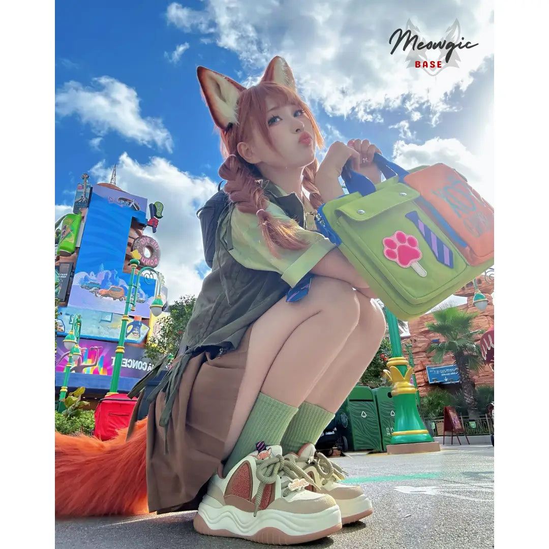 Anime Inspired Fox Ears & Tail Set - Adjustable Cosplay - - Meogicbase