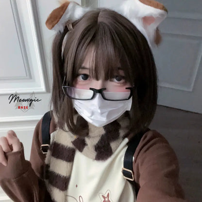 Flexible Anime Fox Ears & Tail Costume Set - Brown Ears Only - Meogicbase
