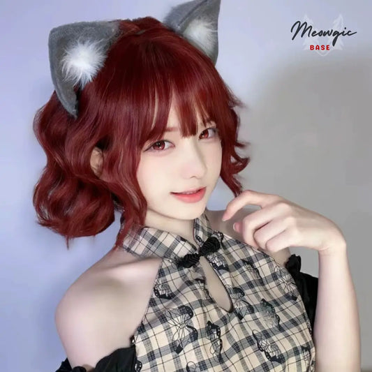 Japanese Handmade Fox Ears Headband for Cosplay - Natural Gray - Meogicbase