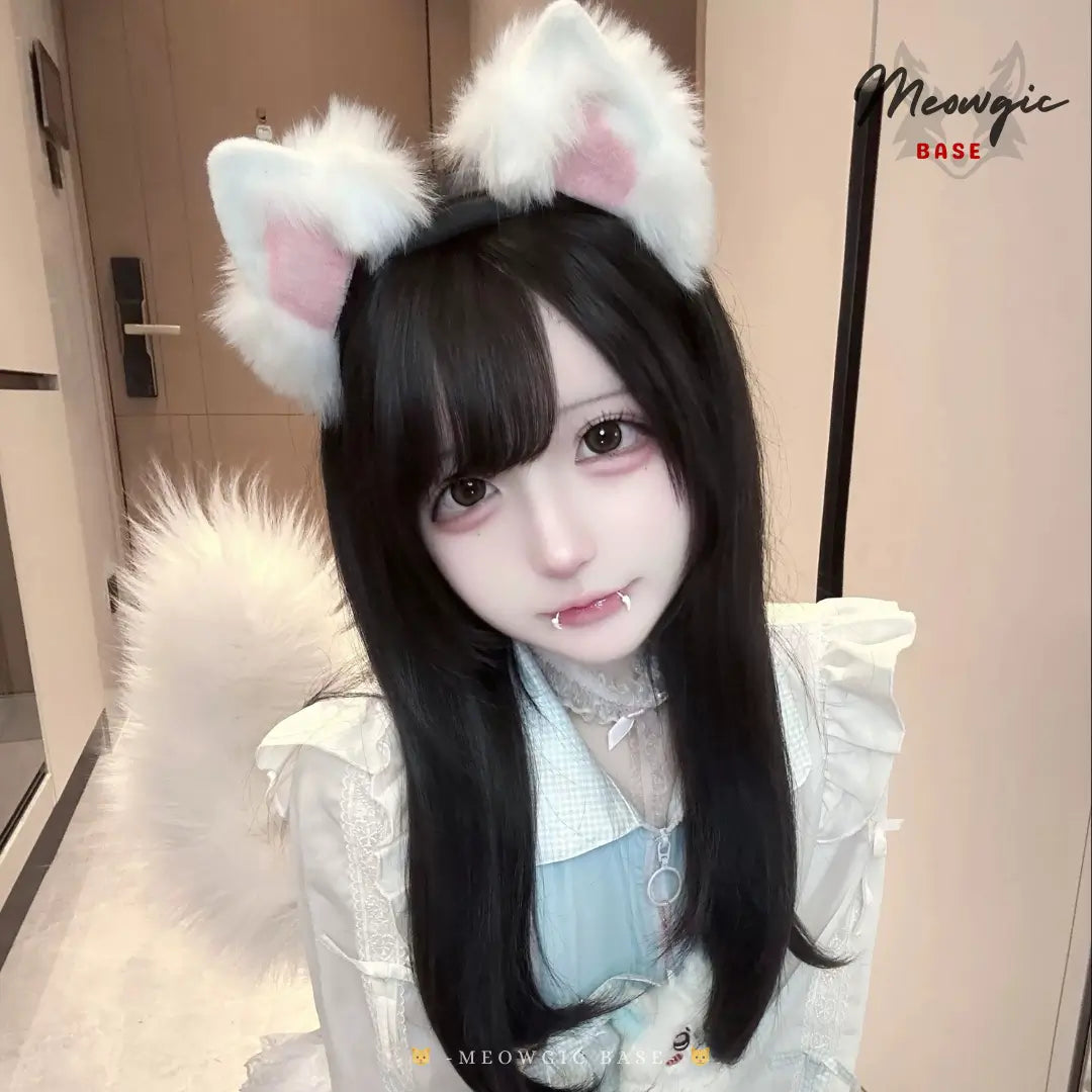 Electric Moving Fluffly Cat Ears Cute Kitty Cosplay - White - Meogicbase