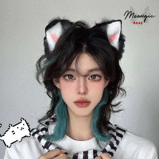 Electric Moving Fluffly Cat Ears Cute Kitty Cosplay - Black - Meogicbase