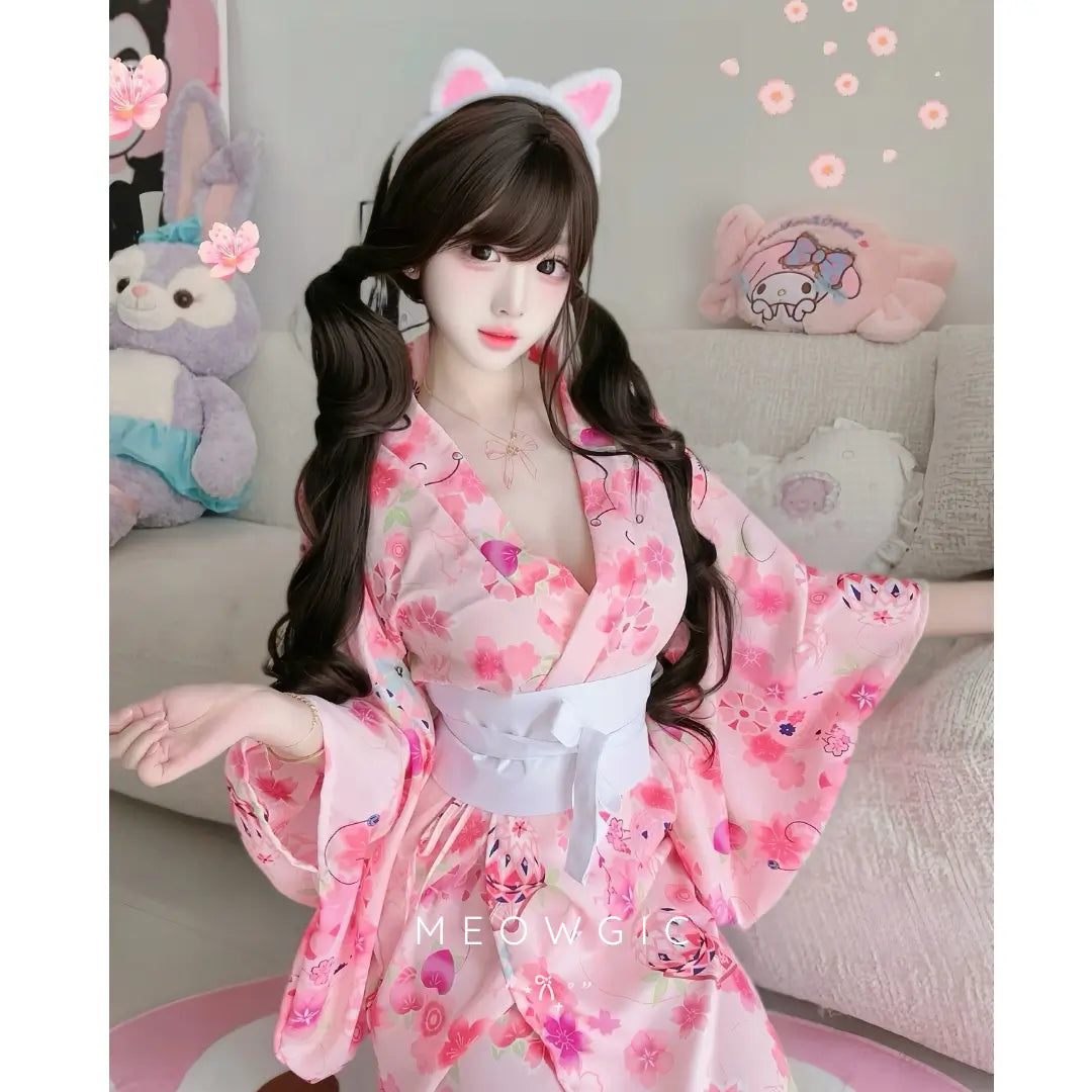 Sakura Fusion Kimono - Cosplay & Kawaii Loungewear - - Meogicbase